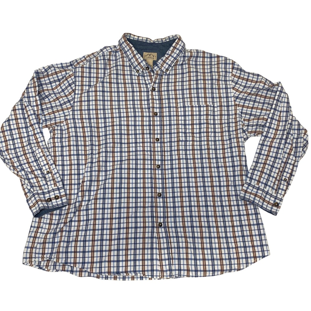 Blue Mountain Men's 2XL Plaid Button Down‎ Shirt Cotton Long Sleeve Big & Tall